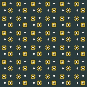 Cheerful Abstract Golden Blooms | Deep Gray Mini Scale