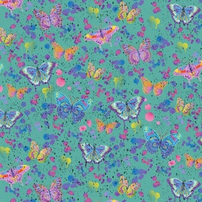 Painted Butterflies-Aqua-M