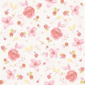 Pink and Peach Floral, Watercolor roses, peach, salmon, feminine