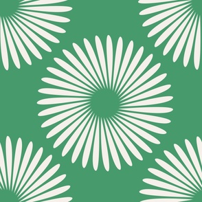 Large - Bright Green and white modern simple floral for wallpaper, bedding and fabric