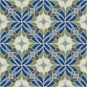 Geo Floral Blue Green