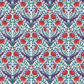 Turkish Iznik Floral in red, green, blue, historical 