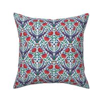 turkish iznik floral in red, blue, green, small scale