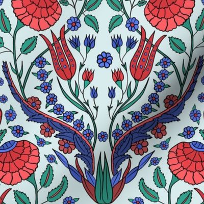 Turkish Iznik Floral in red, green, blue, medium scale