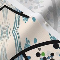 (XXL) Gorgeous Floral Wedding Print in Ivory with Black and Teal Accents