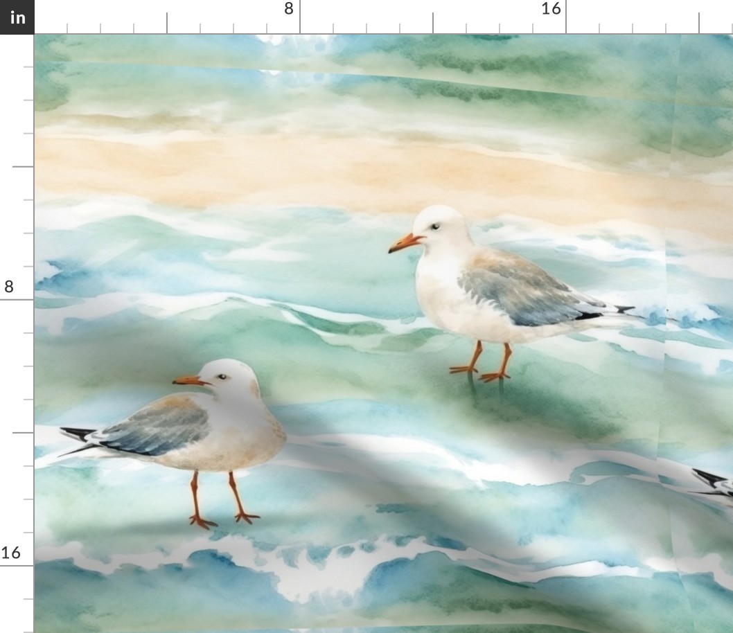 18" Squares - Seagulls on the Beach (Not a Pattern)