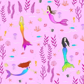 mermaid princess pink