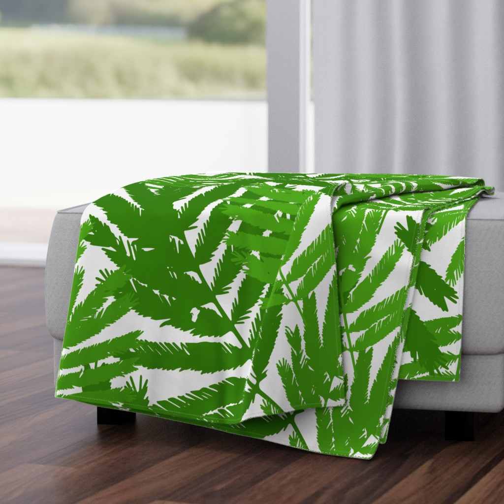 Tropical Fern Leaf - Jumbo Plant Nature - Green Monochrome 