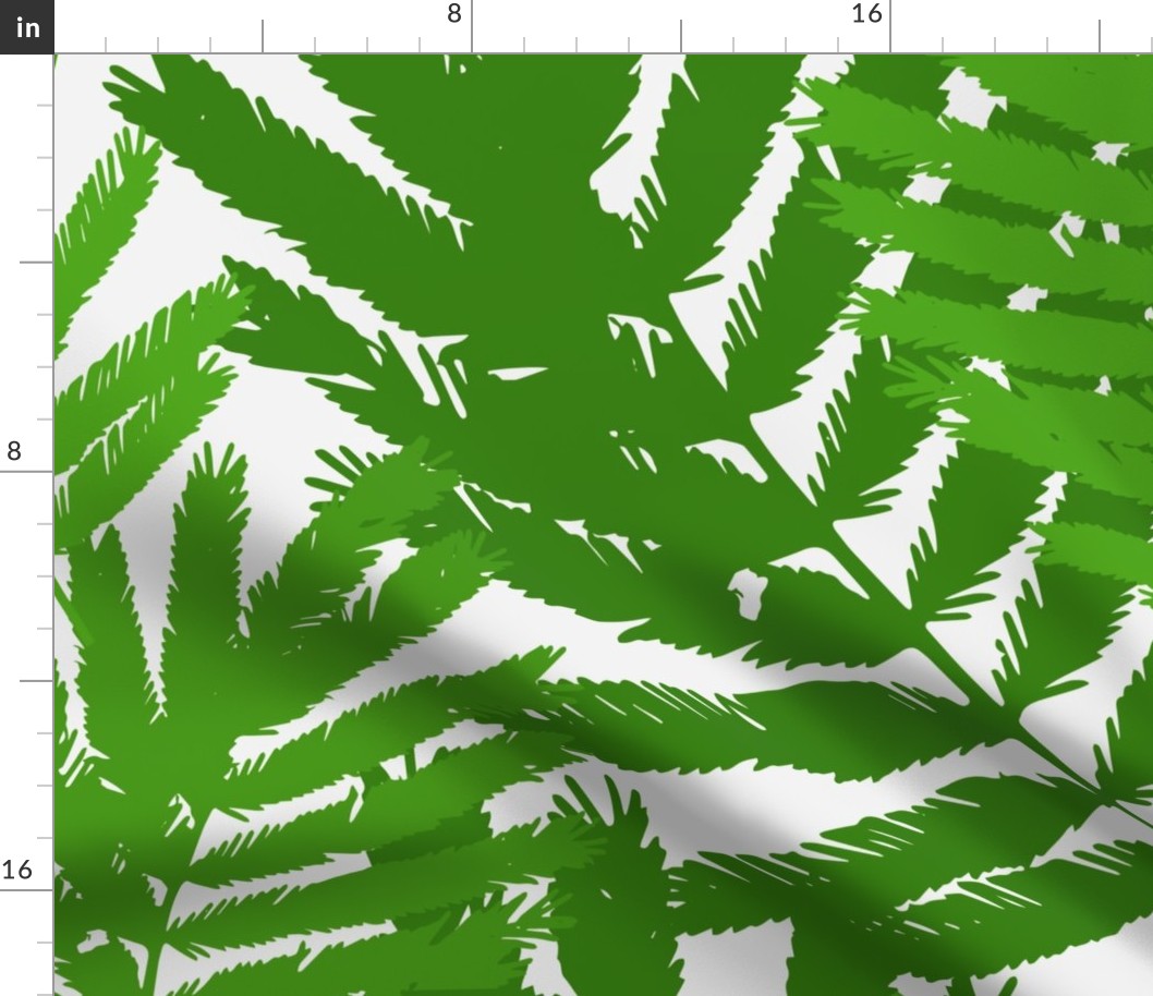 Tropical Fern Leaf - Jumbo Plant Nature - Green Monochrome 