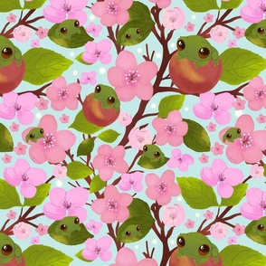 Frog and Apple Blossoms