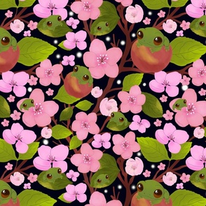 Frog and Apple Blossoms