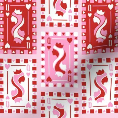 Queen of Hearts Pattern, Pink, Red, Playing Cards Pattern, Novelty Pattern, Valentine's Day Pattern