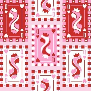 Queen of Hearts Pattern, Pink, Red, Playing Cards Pattern, Novelty Pattern, Valentine's Day Pattern