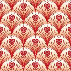 Art Deco Hearts Red White