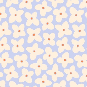Simple bold minimal flowers in baby blue and beige - medium scale