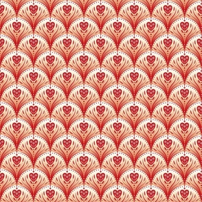 Art Deco Hearts Red White (S)