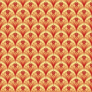 Art Deco Hearts Red Yellow (S)