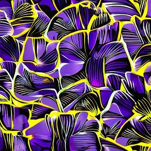 abstract purple and gold flowers
