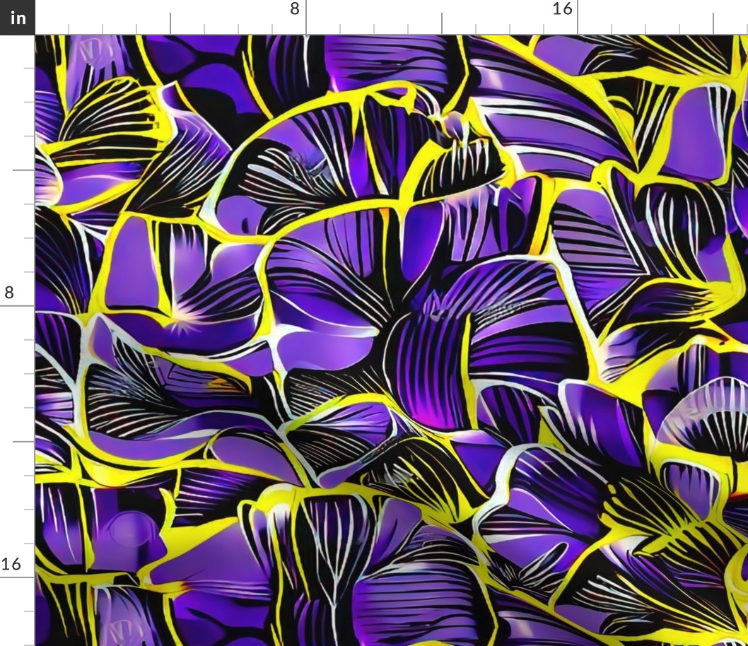 abstract purple and gold flowers