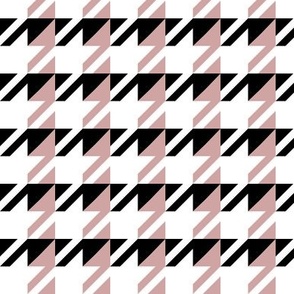 EXTRA SMALL Modern Black and Pale Powder Pink Classic Evergreen Abstract Geometric Houndstooth 