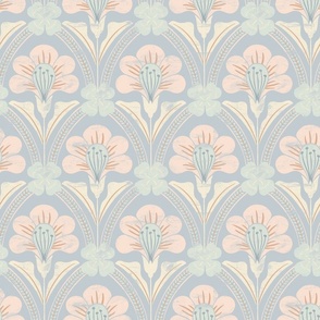 Daisy Garden - Scallops | Calm palette | Light blue & pink | 12