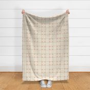 beige Gingham brown lace plaid with peach fuzz tiny flowers