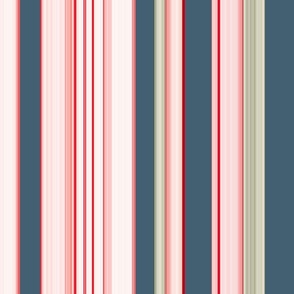 Abstract random pink, green and strong blue stripes design. Almond design companion.