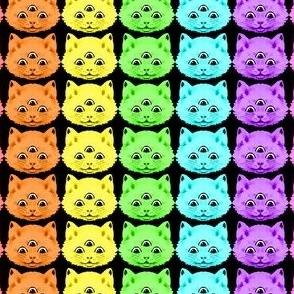 3 custom small colorful rainbow cat heads