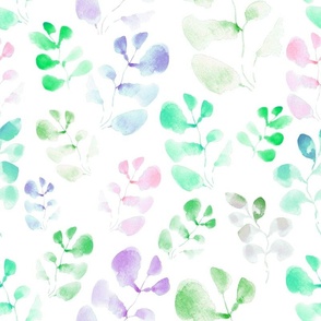 Pastel watercolor leaves mint green and blush from Anines Atelier. For spring and summer projects. Loose watercolor style