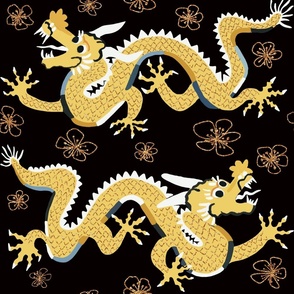 Chinese New Year 2024 - black and gold dragon pattern