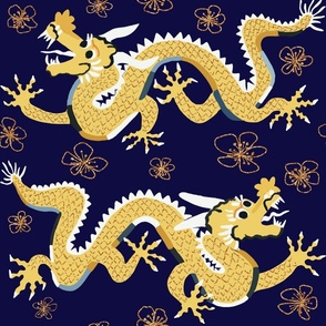 Chinese New Year- Blue and Gold Dragons