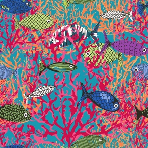 bright fish and coral