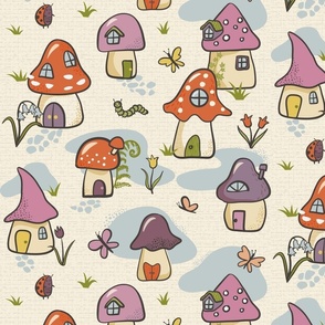 (L) retro fairytale mushroom houses - LARGE