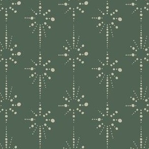 Mid Century Art Deco Nouveau Wallpaper in country green and cream white