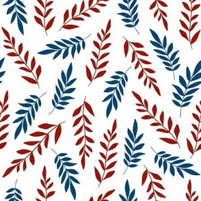 Leaves red blue white
