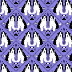 Bearded Collie Folk Art Diamond Pattern on Purple