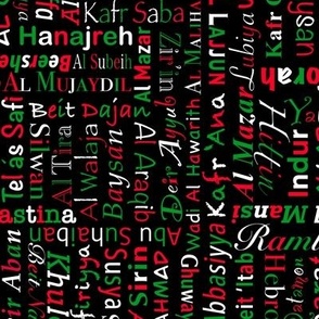 Palestinian towns red, green and white letters