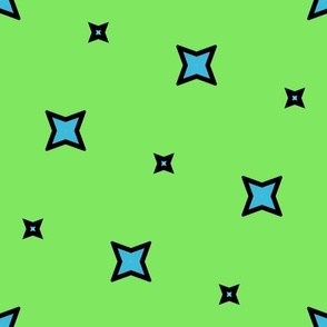 Extra Large Stars: Blue on Green