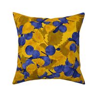 Sloe Berries/Sloe Hedge Coordinate/Blue and Gold Botanical - Extra Large Gold