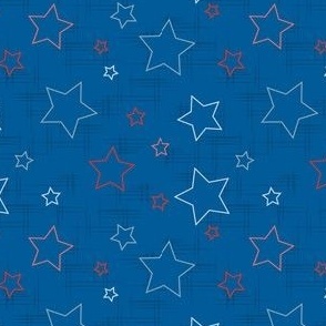Red blue white stars on navy blue