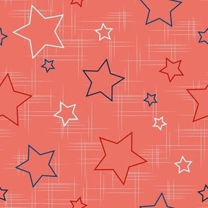 Red blue white stars on strawberry red