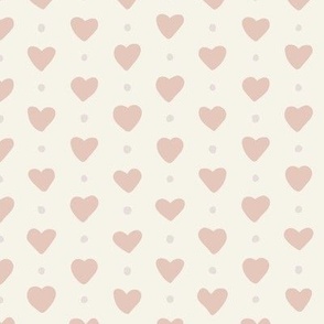 Hearts and  Dots - Pink and light grey - Medium scale