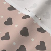 Hearts and  Dots - Pink and grey - Medium scale