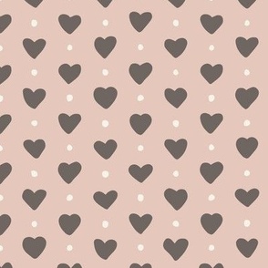 Hearts and  Dots - Pink and grey - Medium scale