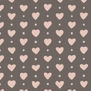 Hearts and  Dots - Pink and Dark grey - Medium scale