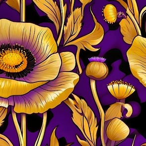 xL scale gold flowers and purple background