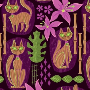 tiki cats in paradise purple