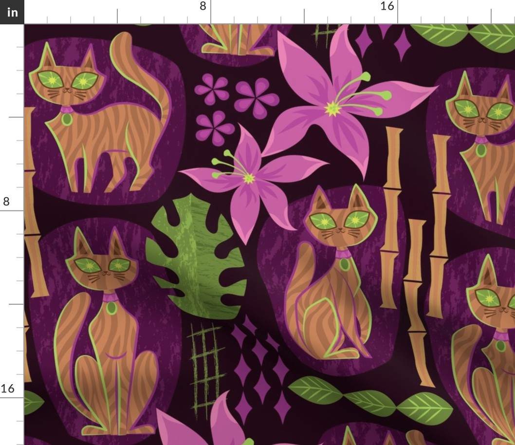 tiki cats in paradise purple