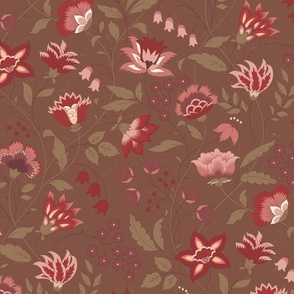 Chintz Floral Garden in Rust - Large