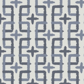 Greek Key - boxes and  Xs  in grey